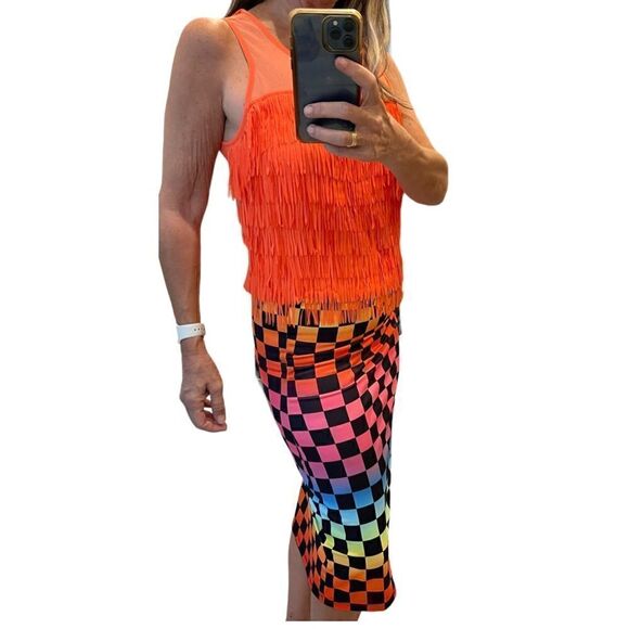 Jaded London Rainbow Checker Colorful Skirt.Size L - Picture 4 of 14